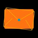 A closed, orange envelope suggesting the sending or receiving of an email.