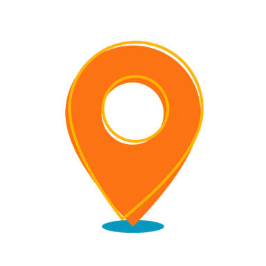 An orange map pin icon symbolizing a location marker, indicating the physical address of Poppy Kids Pediatric Dentistry on a map.