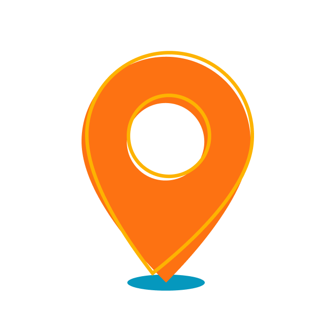 An orange map pin icon symbolizing a location marker, indicating the physical address of Poppy Kids Pediatric Dentistry on a map.