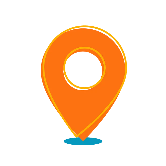 An orange map pin icon symbolizing a location marker, indicating the physical address of Poppy Kids Pediatric Dentistry on a map.